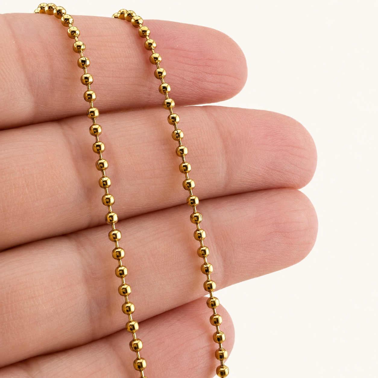 18K Gold 2mm Ball Chain Necklace - Multiple Sizes