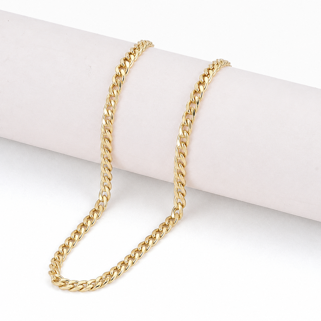 18K Gold Curb Chain Necklace | Light Gold Layering Chain - 21"