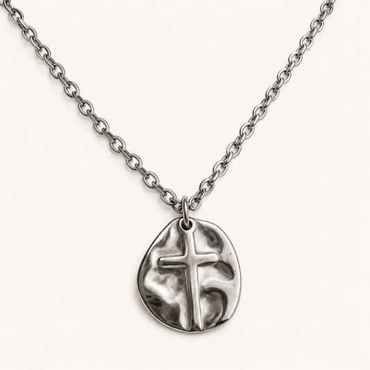 Stainless Steel Cross Medallion Necklace