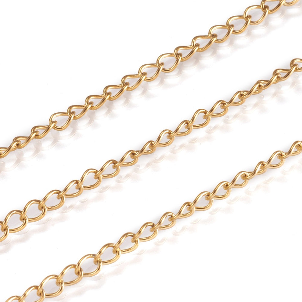 18K Gold Twisted Curb Chain – 4mm