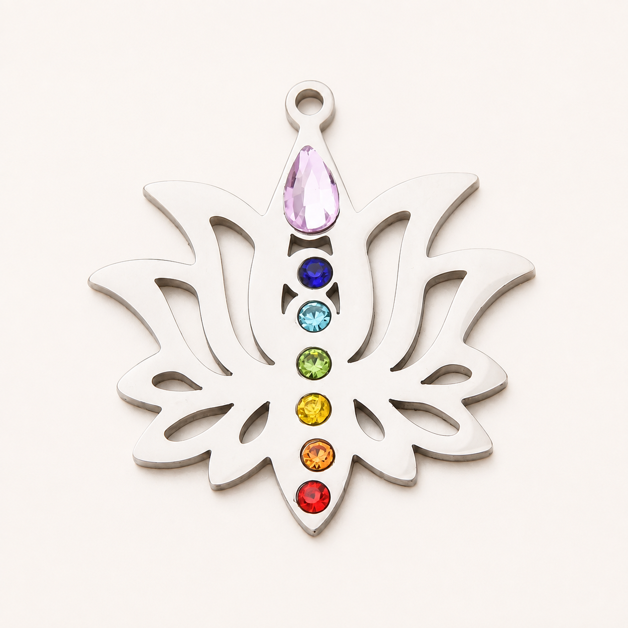 Chakra Lotus Rhinestone Pendant – 26.5mm