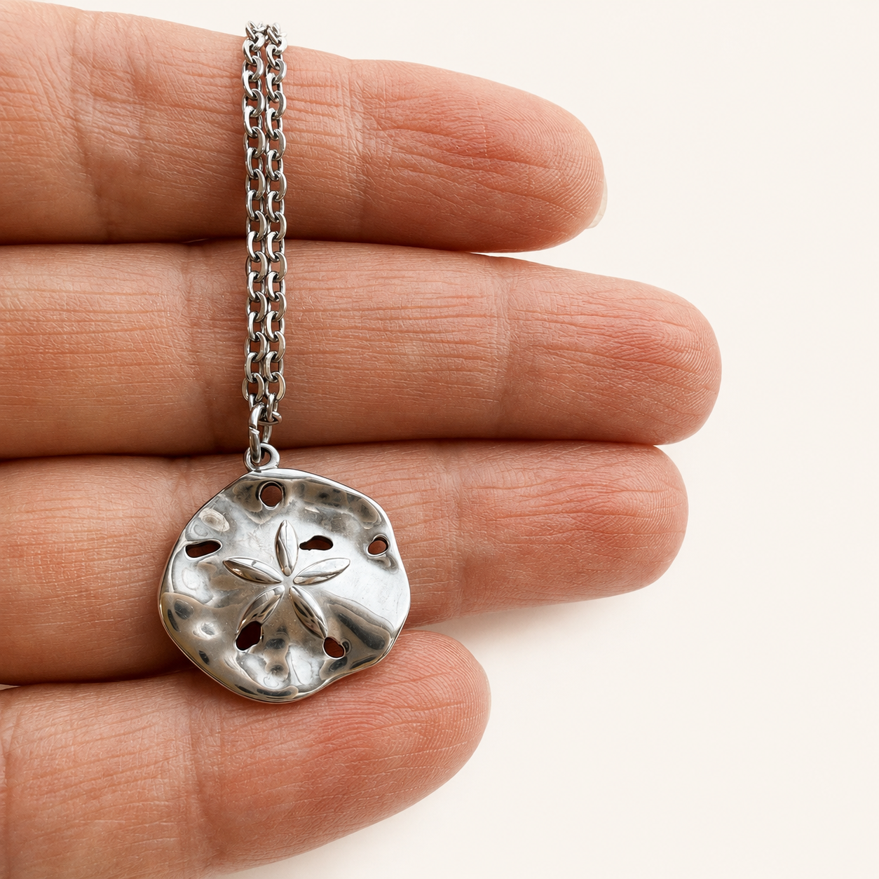 Stainless Steel Sand Dollar Pendant Necklace