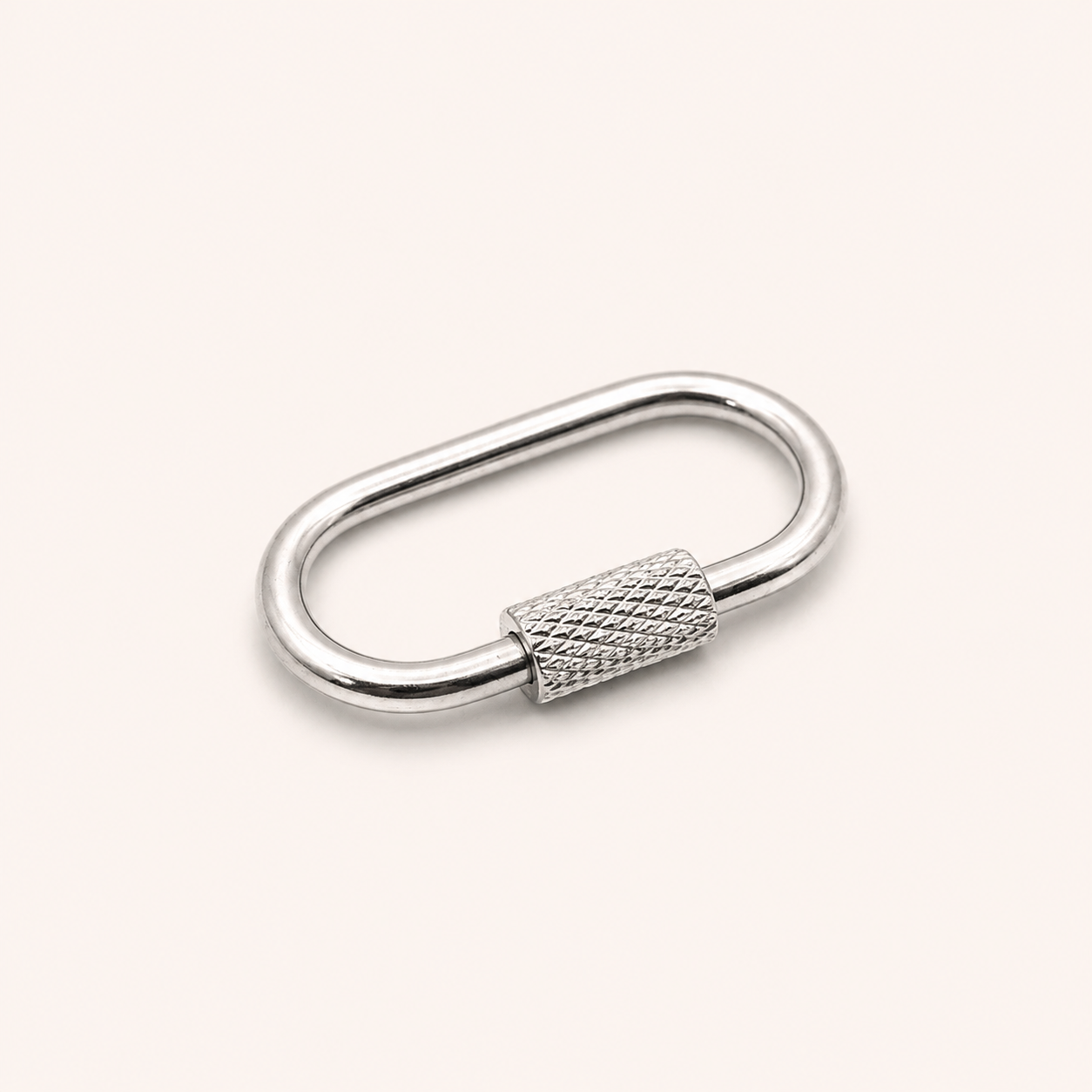 26mm Stainless Steel Oval Textured Screw Carabiner – Gold & Silver Finishes