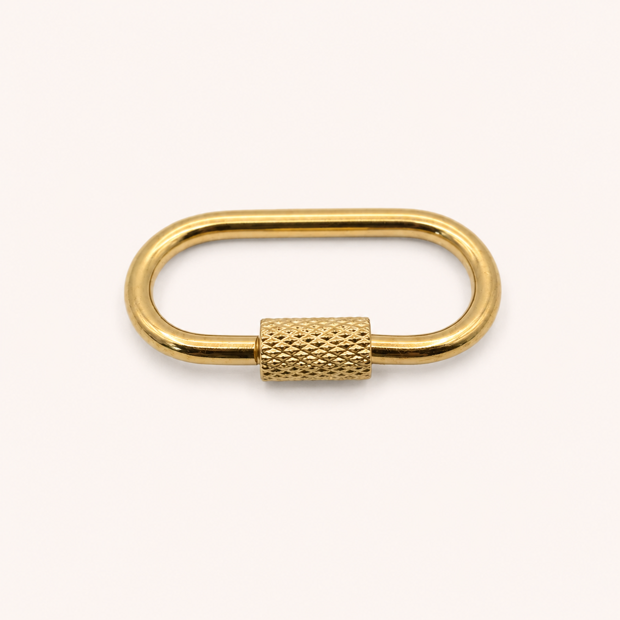 26mm Stainless Steel Oval Textured Screw Carabiner – Gold & Silver Finishes