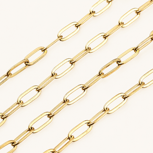 14K Gold PVD Paperclip Chain - 9x4mm