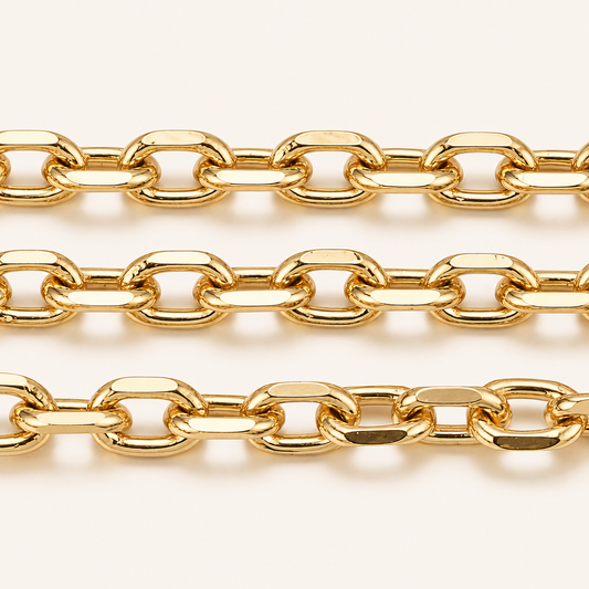 18K Gold Cable Chain - Extra Fine 2.5mm Faceted