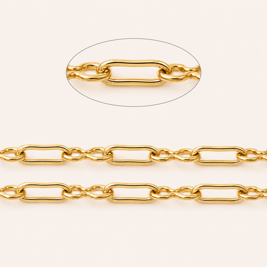 18K Gold PVD Micro Paperclip Chain- 1.8x5mm