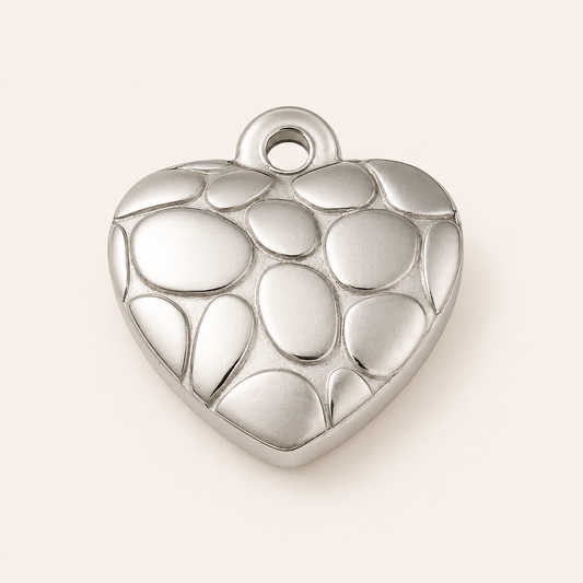 Spotted Heart Stainless Steel Pendant,  15 x 15mm - 1.8mm Hole | FB-CM01