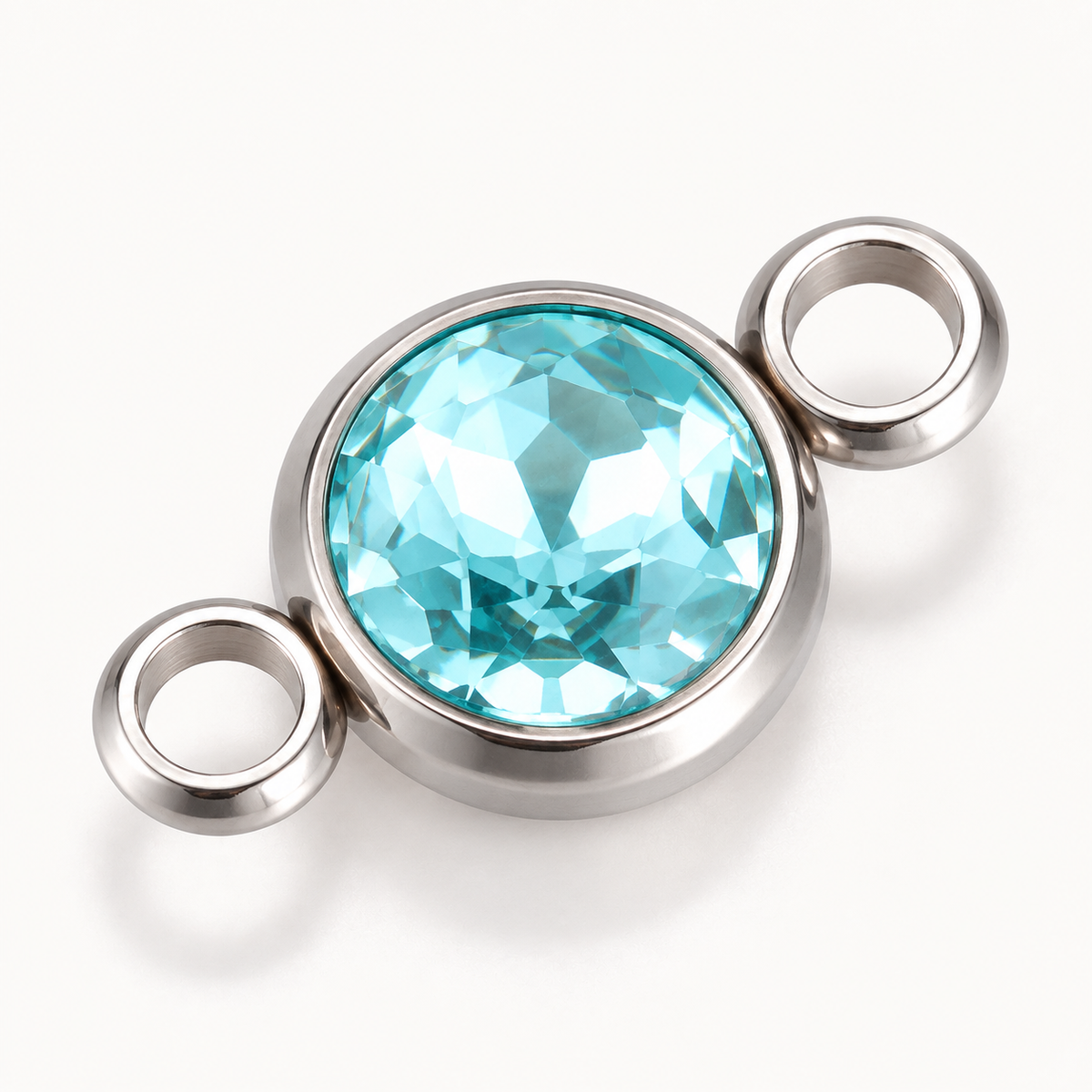 Faceted Glass Double Loop Connector – 17.5mm