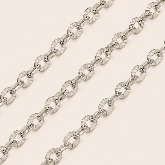 Small Textured Cable Chain - 4.5 x 3.5mm Handmade Style Chain | FB-CH006