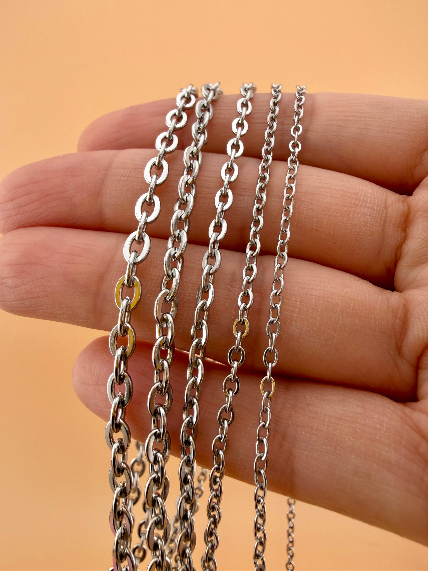 Flat Oval Cable Chain by the Foot - Multiple Sizes