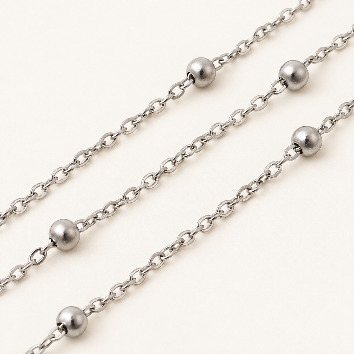 Beaded Cable Chain – 3mm Beads (By the Foot)