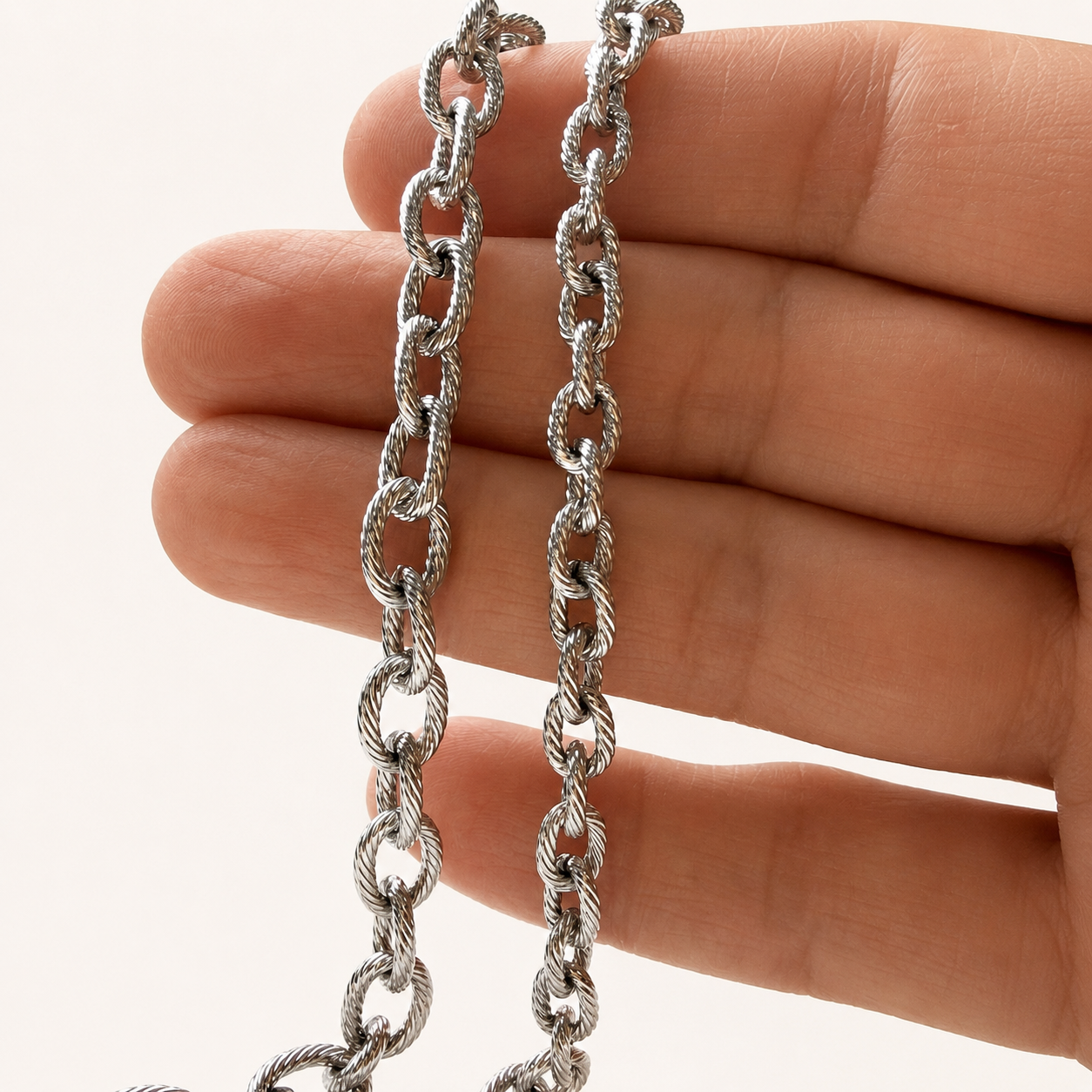 Textured Oval Cable Chain - Multiple Sizes
