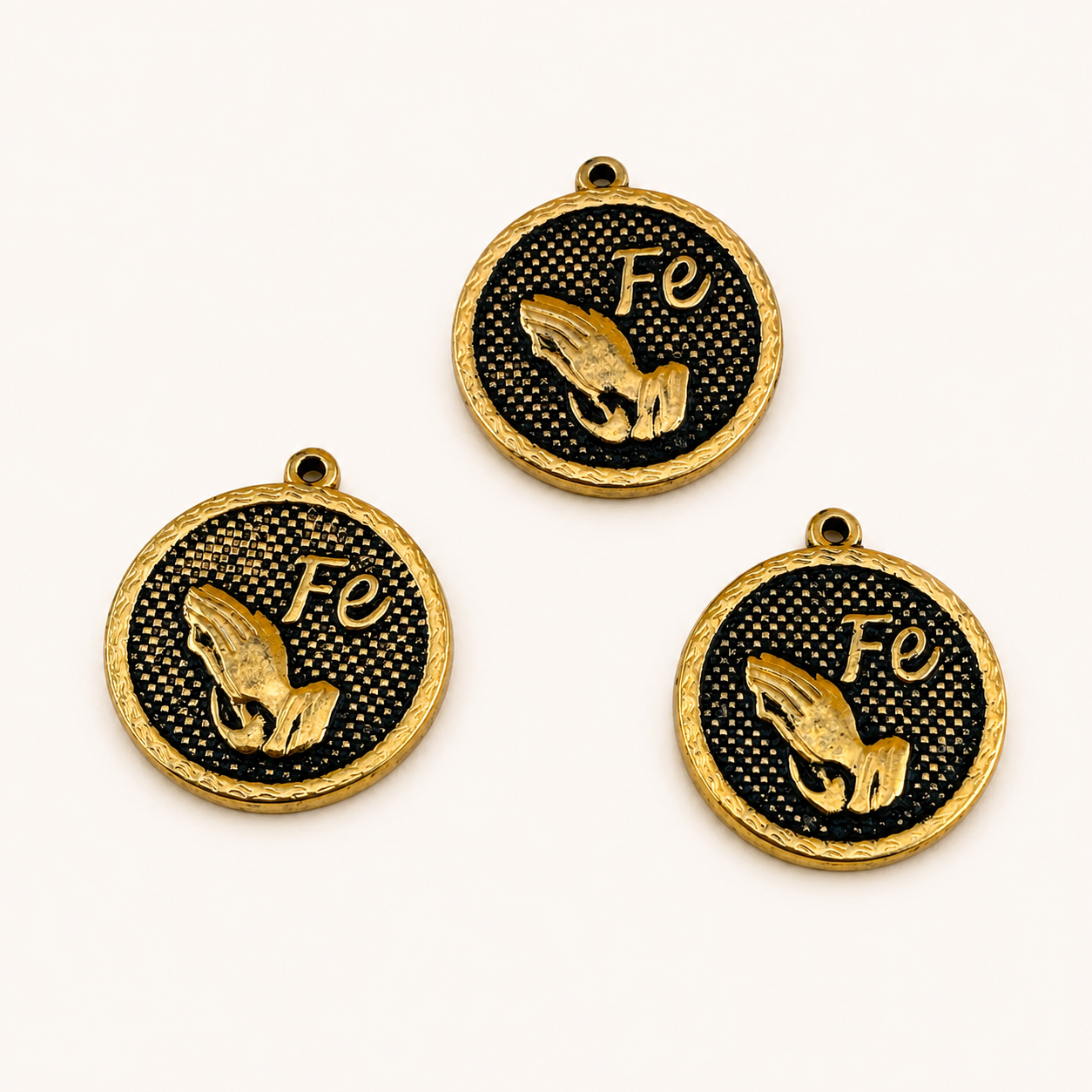 Prayer Hands Charm - Antique Gold Coin