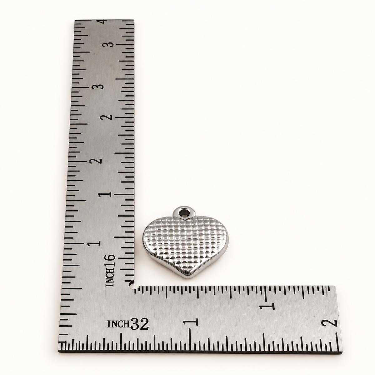 Quilted Textured Heart Charm – 16mm