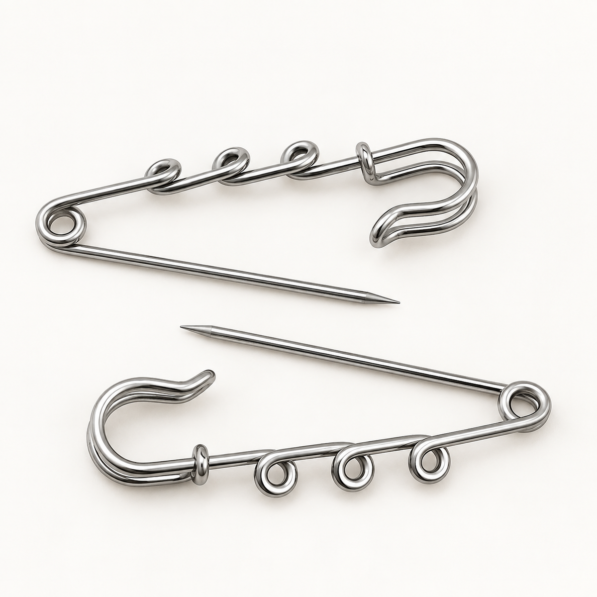 Multi-Loop Safety Pin Brooch - 3 and 5 loops