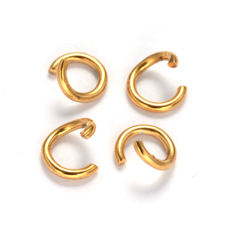 7mm • 17 Gauge - 18K Gold Open Jump Rings (50 Pack)