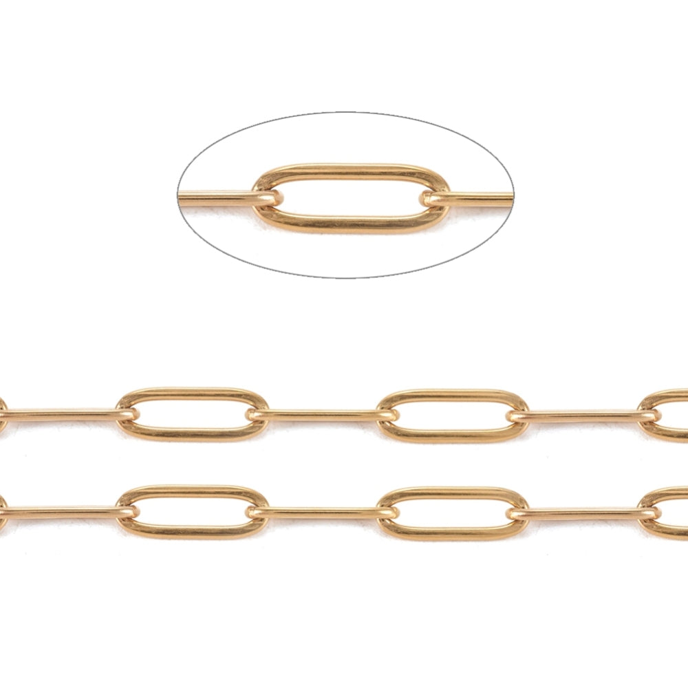 18K Gold PVD Paperclip Chain - 12x4mm