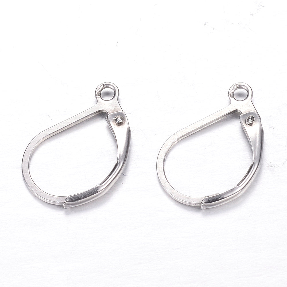 Leverback Earring Hooks - Bright Gold or Silver (10 Pack)