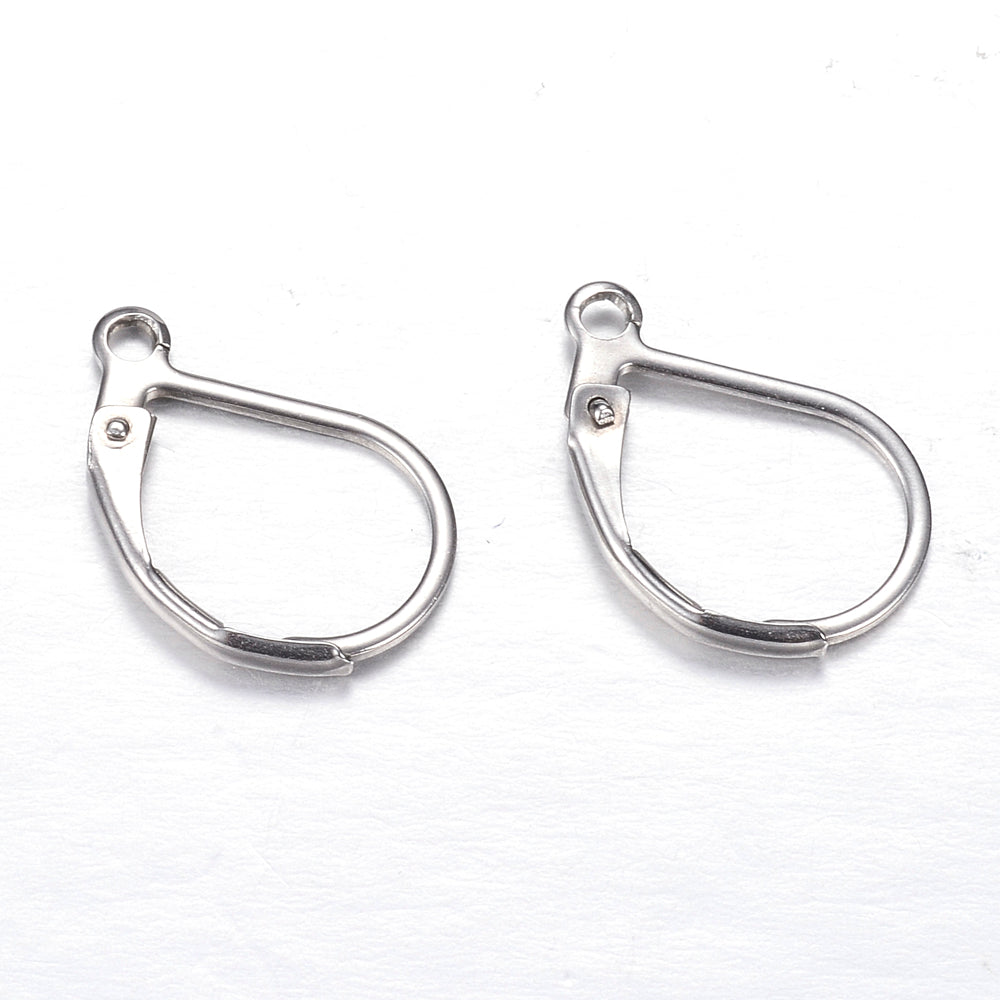 Leverback Earring Hooks - Bright Gold or Silver (10 Pack)