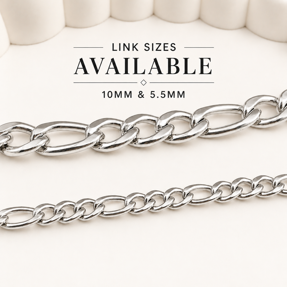Figaro Chain - Multiple Sizes (By the Foot)