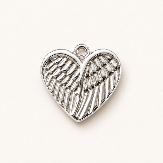 18mm Heart Wing Charm - 18k Gold PVD & Silver Finishes