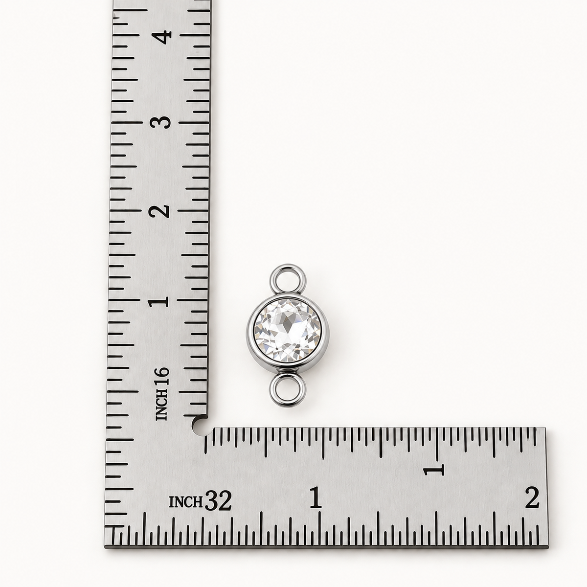 Faceted Glass Double Loop Connector – 17.5mm