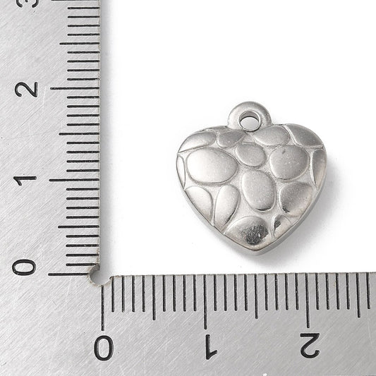 Spotted Heart Stainless Steel Pendant,  15 x 15mm - 1.8mm Hole | FB-CM01