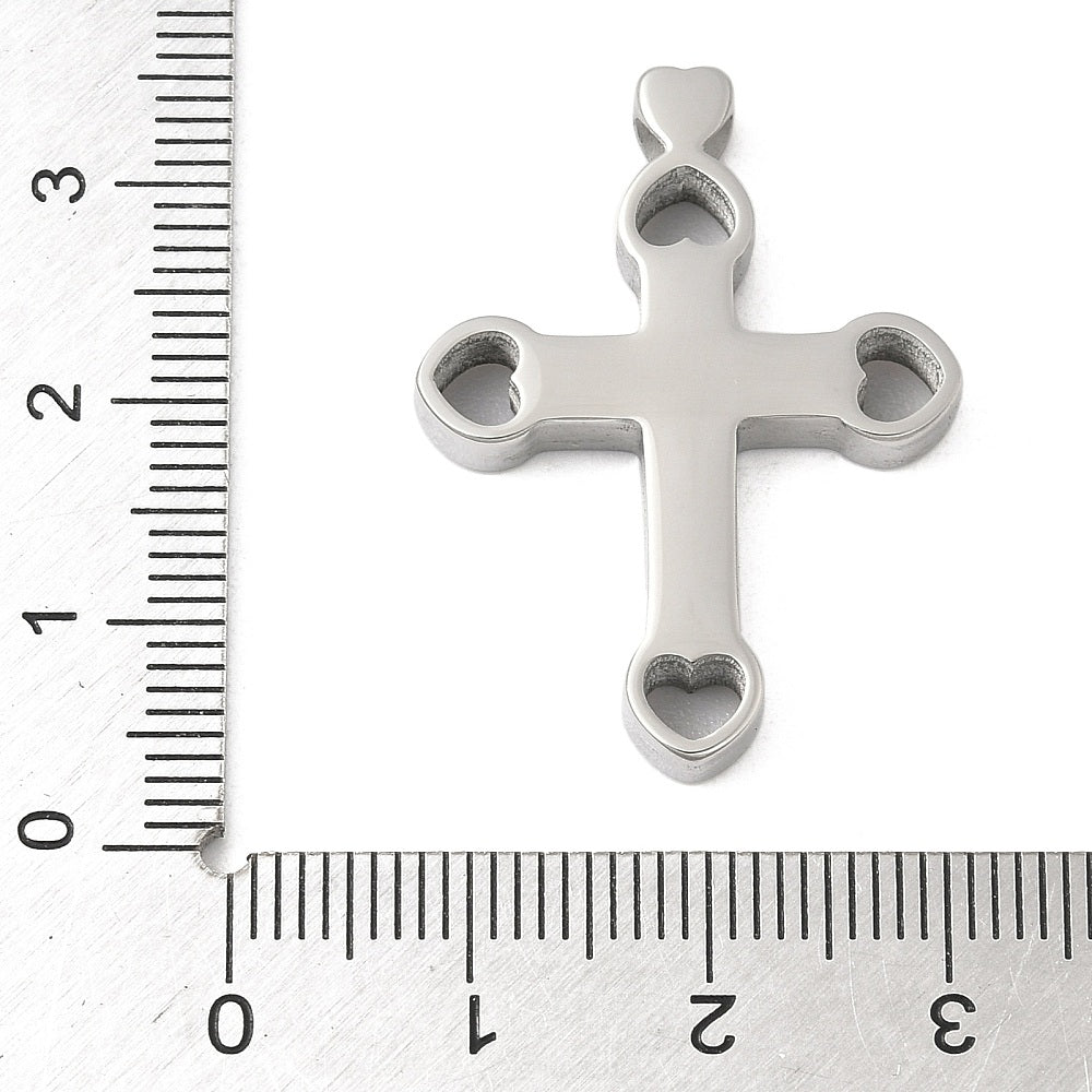 Sacred Heart Cross Pendant – 31.5x23.5mm