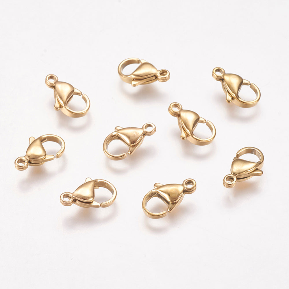 12mm Lobster Clasps - 18K Gold PVD