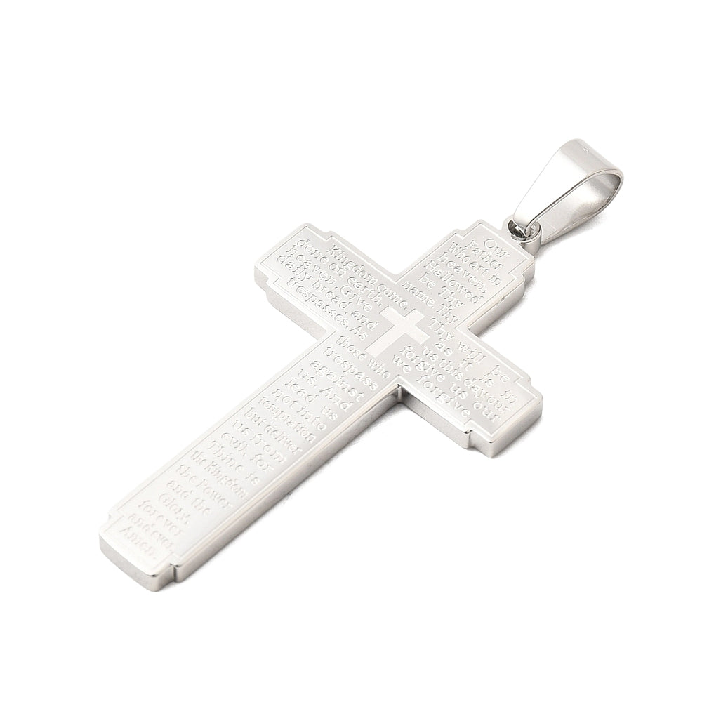 Lord’s Prayer Statement Cross Pendant -  49.5 x 28x 2.5mm