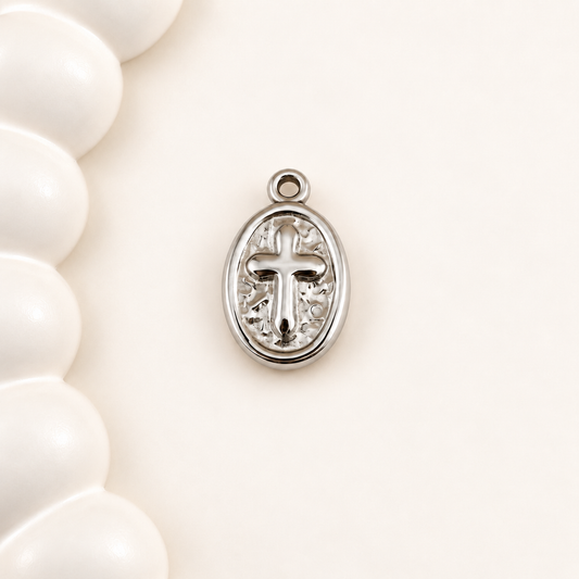 Oval Cross Medallion Charm – 17.5mm