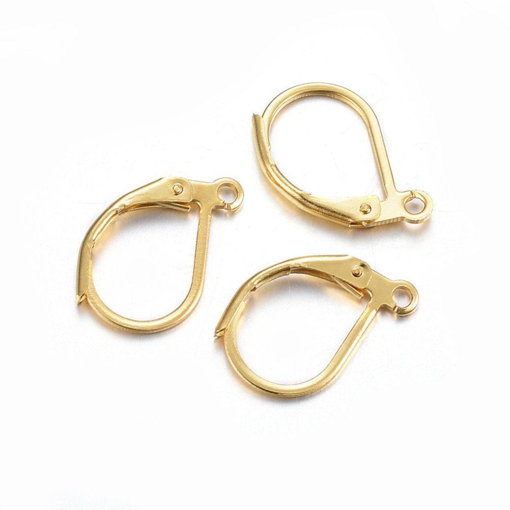 Leverback Earring Hooks - Bright Gold or Silver (10 Pack)