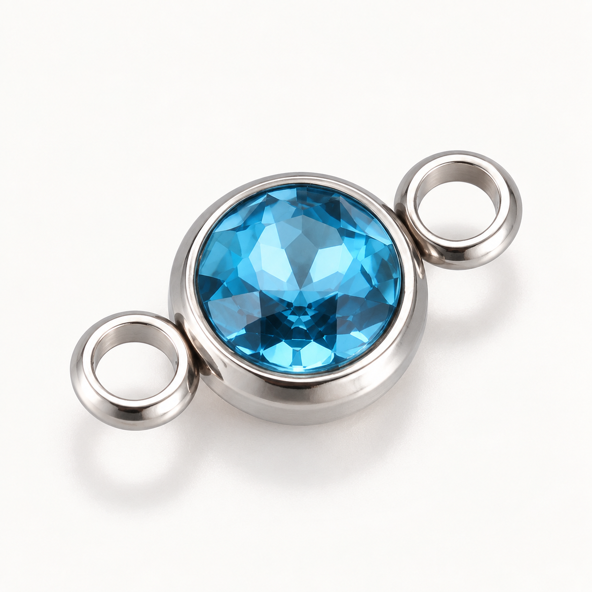 Faceted Glass Double Loop Connector – 17.5mm