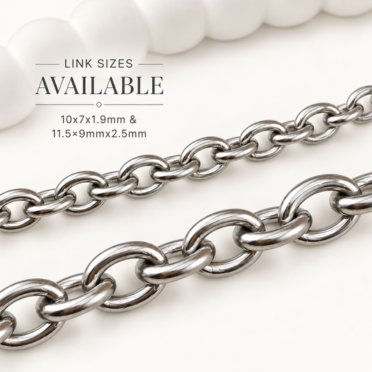 Bold & Thick Oval Cable Chain – Two Available Sizes (By the Foot)