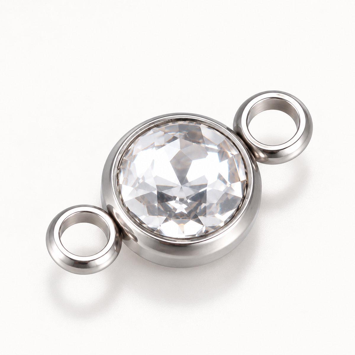 Faceted Glass Double Loop Connector – 17.5mm