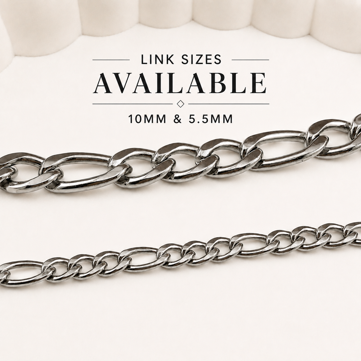 Figaro Chain - Multiple Sizes (By the Foot)
