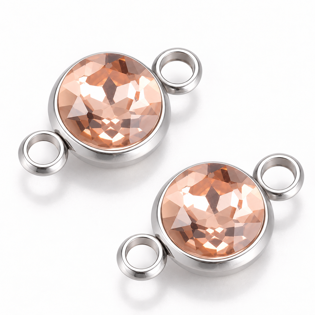 Faceted Glass Double Loop Connector – 17.5mm